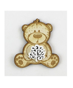 Magnete Calamita Orso Orsetto in Legno Bianco Albero della Vita Segnaposto Confettata 