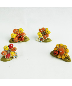 Margherita Quadrifoglio Girasole con Farfalla e Coccinella Portafortuna