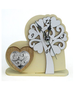Orologio con Albero della Vita in rilievo legno Cuore Albero della Vita da Scrivania