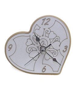 Orologio Cuore con Albero della Vita inciso in legno per Nozze Battesimo Comunione da Scrivania