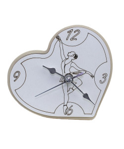 Orologio Cuore con Ballerina Danza Classica Dance inciso in legno Festa 18 Anni Diciottesimo Compleanno da Scrivania