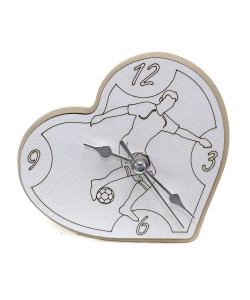 Orologio Cuore con Calciatore Giocatore Calcio Football inciso in legno Festa 18 Anni Diciottesimo Compleanno da Scrivania