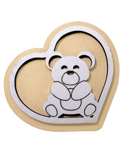 Calamita Magnete Cuore in legno Orsetto Orso Confettata Segnaposto