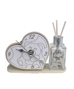 Profumatore Orologio Cuore con Orso Orsetto in legno Croce Papale Diffusore Profumo