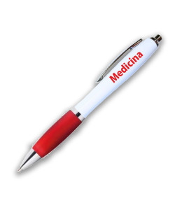 Penna a sfera scatto Personalizzata Laurea in Medicina Rosso e Argento Confettata Segnaposto