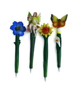 Penna in resina Fiore Girasole Farfalla Violetta Fata Fatina Comunione Nascita Compleanno Regalo Confettata Segnaposto