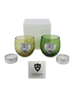 Portacandela Bicchiere Porta Candela in vetro con Cuore Calice della Prima Comunione