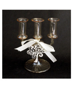 Portacandele Candeliere ambra in vetro soffiato con Albero della Vita Life Tree Candele di Natale Matrimonio Battesimo Comunione