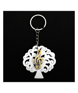Portachiavi Ciondolo in legno Albero della Vita Chiave di Violino Sol Musica Confettata