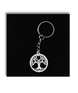 Portachiavi Ciondolo in Legno Bianco Albero della Vita Confettata Segnaposto