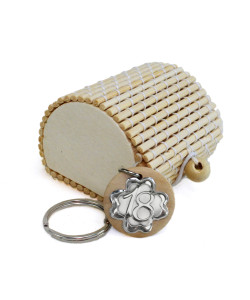 Portachiavi Ciondolo in Legno Quadrifoglio Festa 18 Anni Diciottesimo Compleanno Scatola in Bambù Confettata Segnaposto 