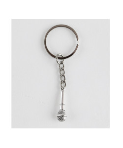 Portachiavi Ciondolo in Metallo Microfono Musica Cantante Laurea in Scienze della Comunicazione Confettata Segnaposto