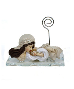 Portafoto in vetro con Icona Madonna con Bambino Matrimonio Nozze Memoclip Confettata Segnaposto