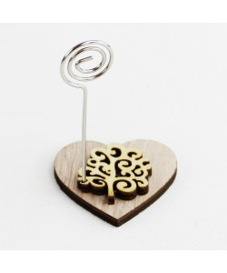 Portafoto Memo Clip Cuore in legno con Albero della Vita