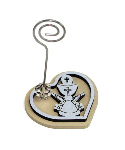 Portafoto Memo Clip Cuore in legno e Calice Prima Comunione