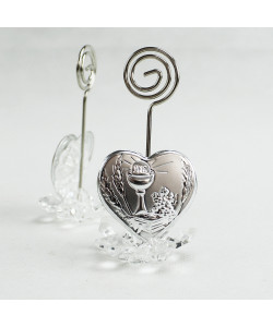 Portafoto Memo Clip Icona fiore in cristallo con Cuore e Calice Comunione