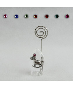 Portafoto Memo Clip in Cristallo con Cavallo Cavalluccio a Dondolo Confettata Segnaposto