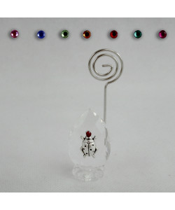 Portafoto Memo Clip in Cristallo con Coccinella Portafortuna Confettata Segnaposto