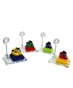 Portafoto Memo Clip in Cristallo Football Calciatore Calcio Scarpette Battesimo Comunione Confettata Segnaposto