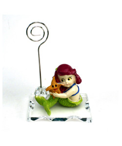 Portafoto Memo Clip in Cristallo Principesse Baby Sirena Nascita Bimba Battesimo Compleanno Confettata Segnaposto