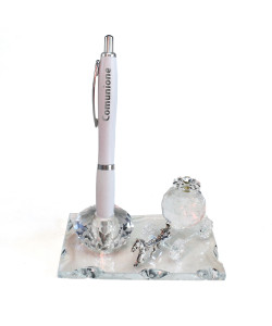 PortaPenne in Cristallo con con Carrozza simile Cenerentola con Cavallo e Zucca Cinderella Story Penna Comunione