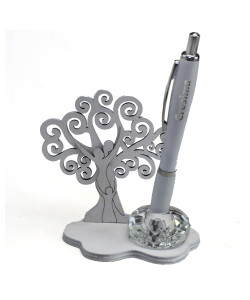 PortaPenne in Cristallo e Legno Albero della Vita Famiglia Santa Cresima Penna Scrivania