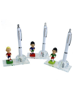 PortaPenne in Vetro e Cristallo Football Calcio Giocatori Battesimo Penna Scrivania 