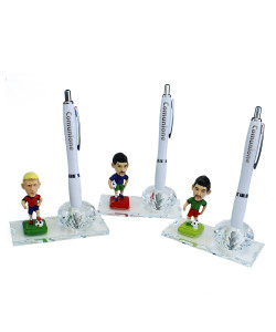 PortaPenne in Vetro e Cristallo Football Calciatore Calcio Giocatori Prima Comunione Penna Scrivania 