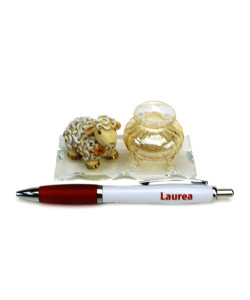 PortaPenne in Vetro Soffiato con Animali Animaletti Laurea in Veterinaria Penna Scrivania