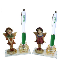 PortaPenne Profumatore in Vetro e Cristallo Folletta Elfo Bambina per Santa Cresima Penna Scrivania Diffusore