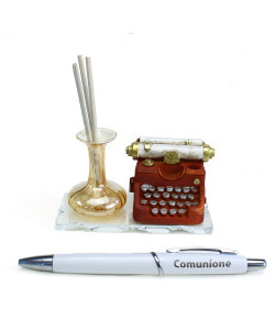 PortaPenne Profumatore in Vetro Soffiato Arte Viaggi Musica Pianoforte Mappamondo Violino Macchina da Scrivere per Prima Comunione Penna Scrivania Diffusore