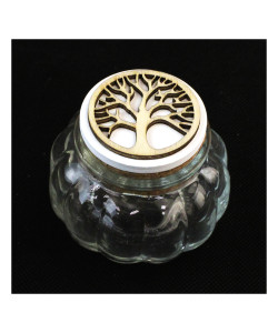 Barattolo in vetro Shabby Chic con Tappo Albero della Vita Portaconfetti Matrimonio Battesimo Comunione Cresima