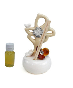 Profumatore Albero della Vita porcellana e Fiore Cristallo Quadrifoglio 25 Anniversario Nozze Venticinquesimo Compleanno Diffusore 