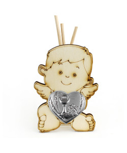 Profumatore Angelo Angioletto Puttino in Legno con Cuore Coppia Angeli Angioletti Puttini p Matrimonio Anniversario Comunione Diffusore Profumo