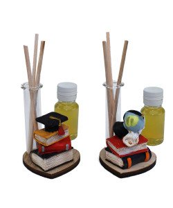 Profumatore con Cuore in legno con Laurea Libri con Mappamondo Tesi Confettata Segnaposto