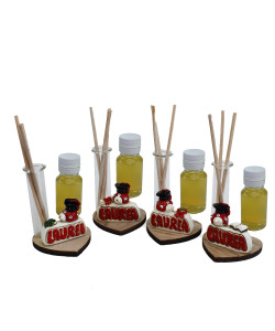 Profumatore con Cuore in legno per laurea con Coccinella Portafortuna Pergamena Diffusore Profumo Ambienti bomboniera