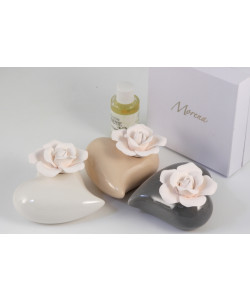 Profumatore Cuore Shabby Chic con Fiore Linea Morena Diffusore per Ambienti Profumo Matrimonio Battesimo Comunione