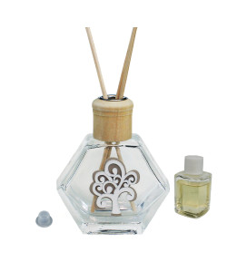 Profumatore Esagonale in Vetro con Albero della Vita Life Tree Diffusore per Ambienti Profumo