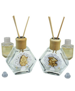 Profumatore Esagonale in Vetro con Albero della Vita Life Tree e Laurea Gufo Gufetto Cappello Tocco Pergamena Diffusore per Ambienti Profumo