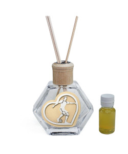 Profumatore Esagonale in Vetro con Cuore Calciatore Giocatore di Calcio Football Compleanno Diffusore per Ambienti Profumo