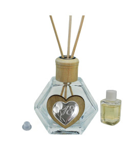 Profumatore Esagonale in Vetro con Cuore Festa 18 Anni Diciottesimo Compleanno Diffusore per Ambienti Profumo