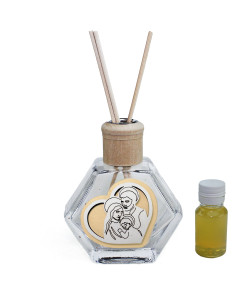 Profumatore Esagonale in Vetro con Cuore Sacra Famiglia Nascita Anniversario Compleanno Matrimonio Nozze Diffusore per Ambienti Profumo