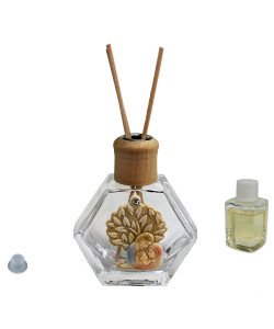 Profumatore Esagonale in Vetro con Icona Albero della Vita e Sacra Famiglia Comunione Matrimonio Battesimo Diffusore per Ambienti Profumo