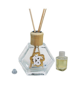 Profumatore Esagonale in Vetro con Quadrifoglio in Legno e Gessetto per 18 Diciottesimo Compleanno Diffusore per Ambienti Profumo