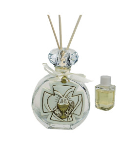 Profumatore in Cristallo con Crocifisso Croce Calice Prima Comunione in Resina Diffusore per Ambienti Profumo