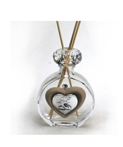 Profumatore in Cristallo con Cuore Fedi Nuziali 25 Anniversario Nozze d'Argento Venticinquesimo Matrimonio Diffusore per Ambienti Profumo