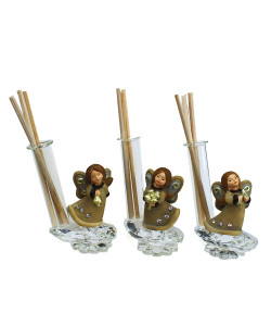 Profumatore in cristallo e Resina Angelo Angioletto Campana Fiore Quadrifoglio Natale Nascita Battesimo Comunione Diffusore Profumo Ambienti