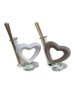 Profumatore in cristallo e Resina Cuore Bianca Tortora in Porcellana Nozze Comunione Battesimo Diffusore Profumo Ambienti