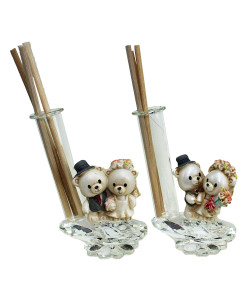 Profumatore in cristallo e Resina Sposi Sposini Innamorati Cuore Coppia 25 Anniversario Nozze Matrimonio Anniversario Diffusore Profumo Ambienti