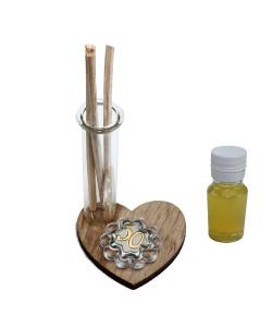 Profumatore in legno con Cuore Blasone in Cristallo Quadrifoglio 50 Anniversario Nozze Cinquantesimo Compleanno Diffusore Ambienti